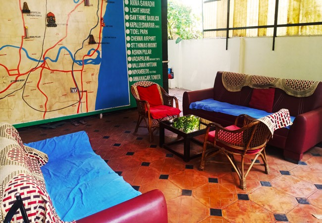 elements hostel guesthouse chennai outside sitting area